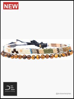 Handmade Boho Adjustable Waterproof Surfer Bracelet Set of 2 Beaded & Braided